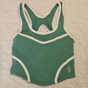 Free People Movement Green Racerback Athletic Tank with White Trim